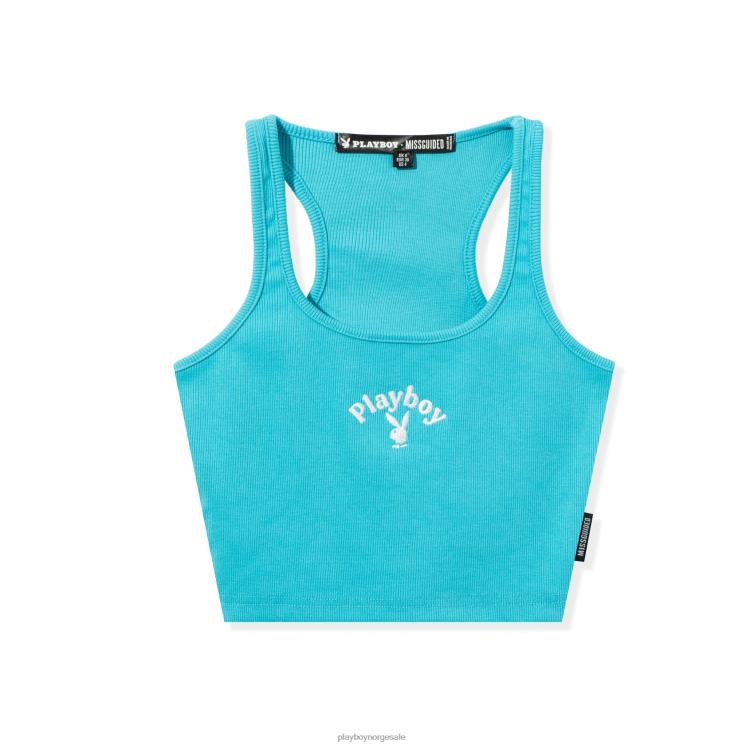 Playboy blå kvinner klassisk cropped racer tank klær 24X2X1036