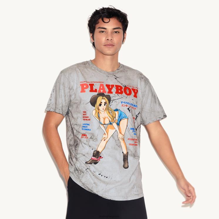 Playboy gråtoner menn tokyo club cowgirl t-skjorte tie-dye grå klær 24X2X86