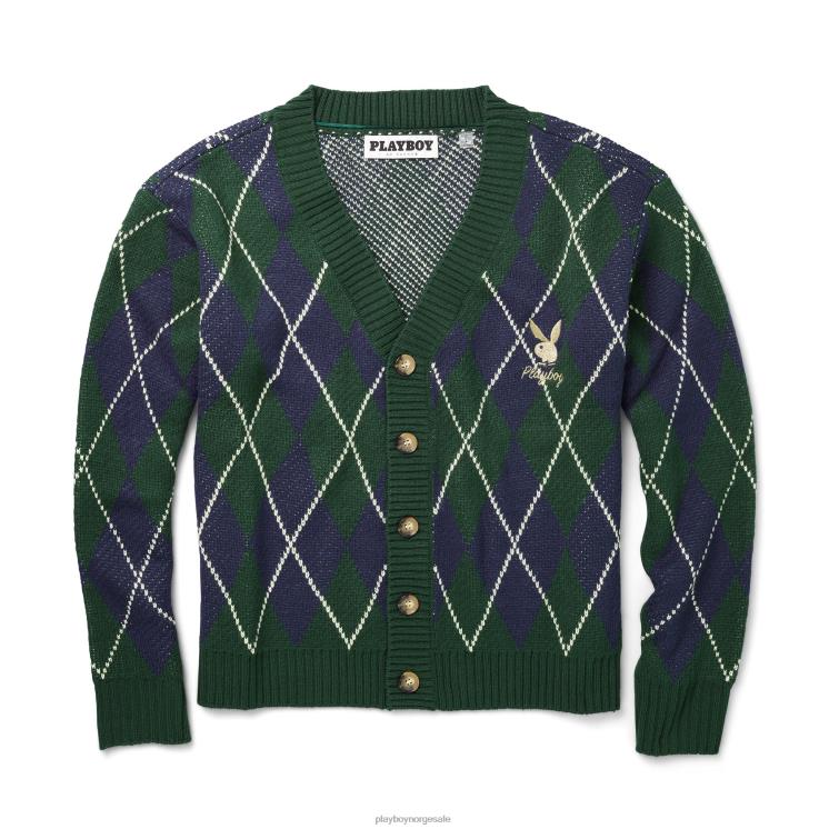 Playboy grønnblå menn vintage argyle cardigan klær 24X2X509