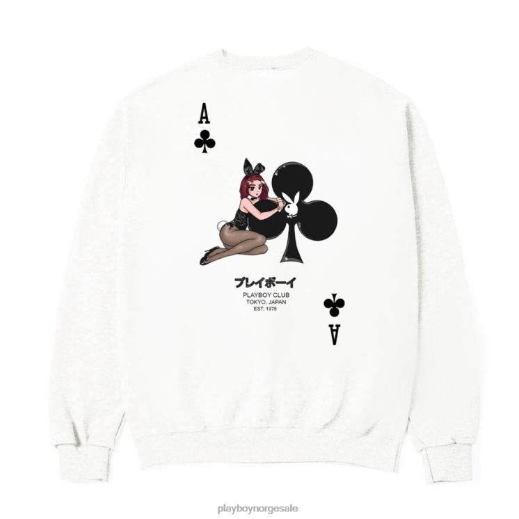 Playboy hvit menn ace of club sweatshirt med rund hals klær 24X2X360