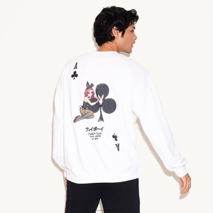 Playboy hvit menn ace of club sweatshirt med rund hals klær 24X2X360