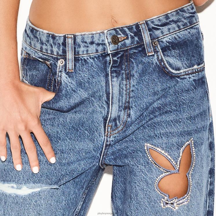 Playboy opprinnelig kvinner den høye jeans med brede ben medium vask klær 24X2X1164