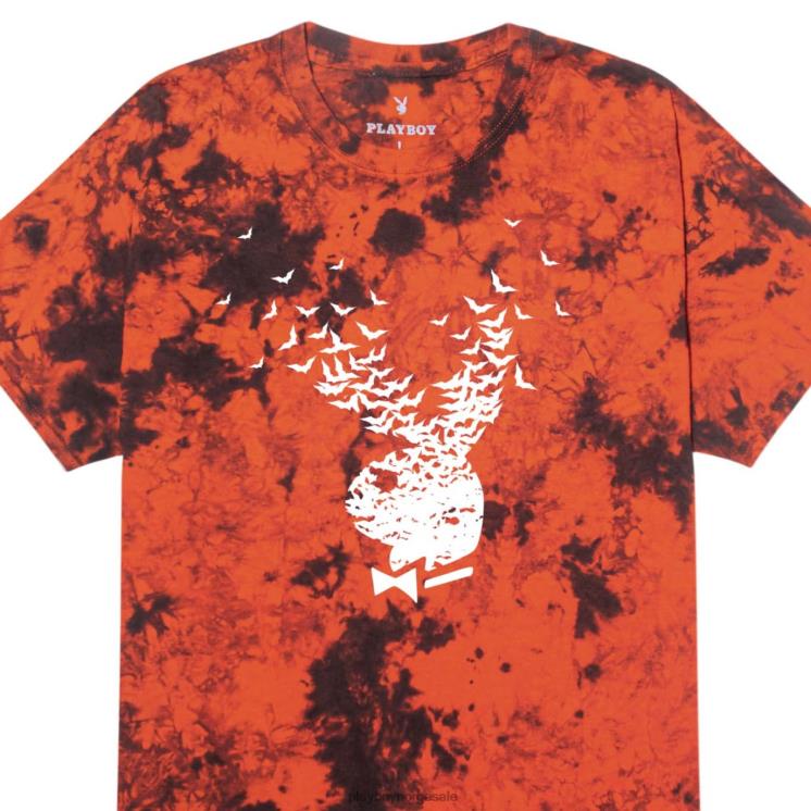 Playboy oransje svart slipsfarge menn eksploderende flaggermus tie-dye t-skjorte klær 24X2X257