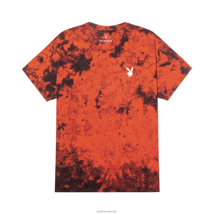 Playboy oransje svart slipsfarge menn gjentakende masthead tie dye t-skjorte klær 24X2X199