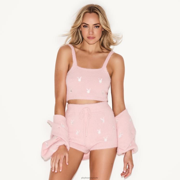 Playboy rosa kvinner fluffy strikket crop-topp klær 24X2X950