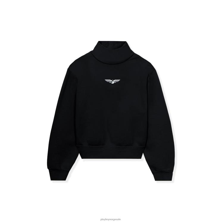 Playboy svart kvinner Aviation wings høyhalset cropped sweatshirt klær 24X2X1159