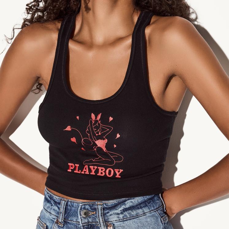 Playboy svart kvinner devil bunny racerback tank klær 24X2X981