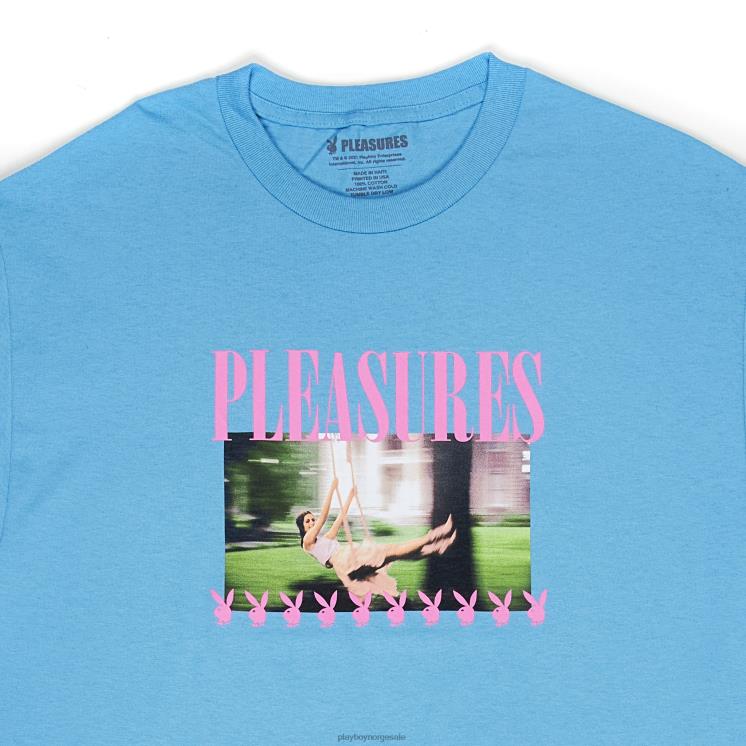 Playboy x Pleasures blå menn svingende lekekamerat t-skjorte klær 24X2X179