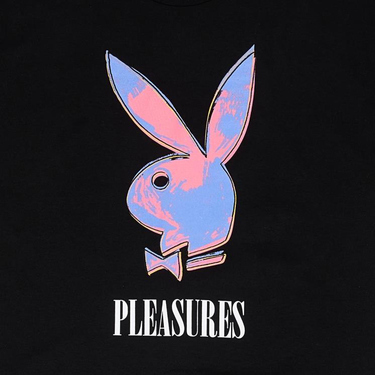 Playboy x Pleasures svart menn pop art t-skjorte klær 24X2X111