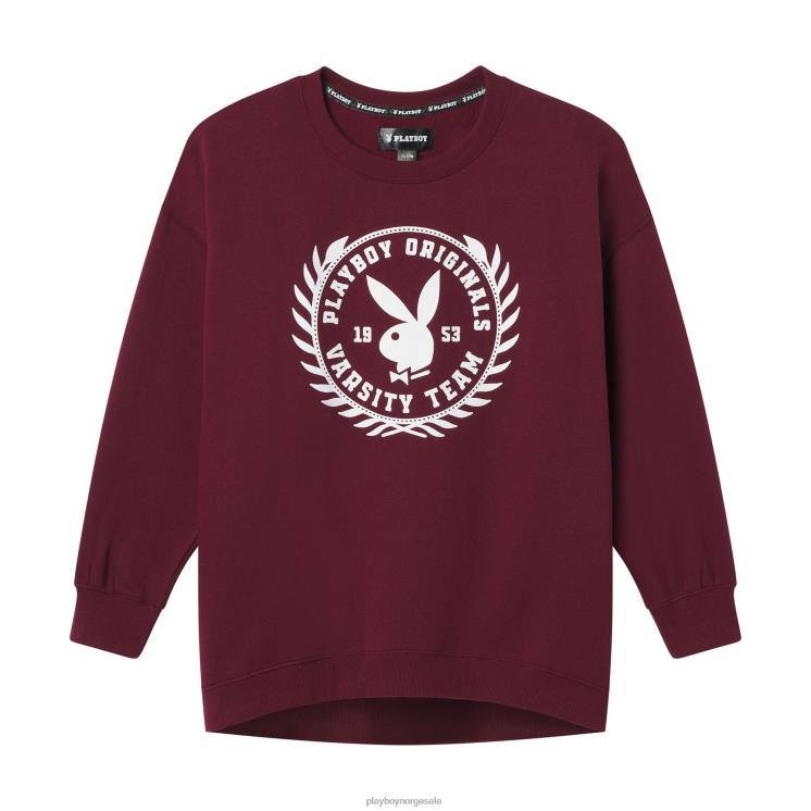 Playboy burgunder kvinner campus varsity crewneck klær 24X2X1139